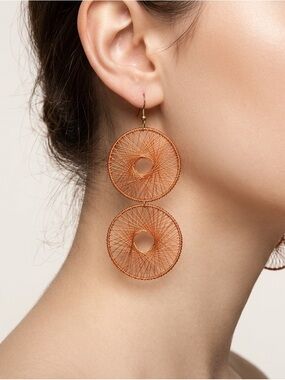 Peruvian Thread Art Earrings | Copper Wire Dreamcatcher Dangle